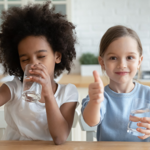 children drinking water